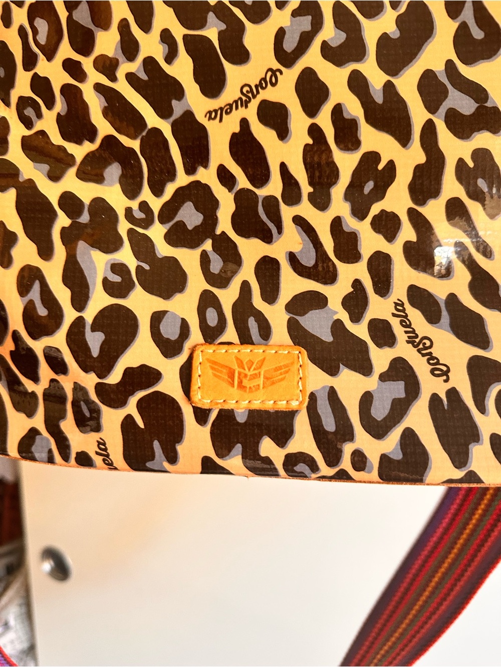 Consuela Leopard Print Crossbody Bag Zip Silver + Detach Strap Pouch